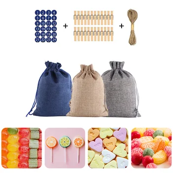 

1 Set Reusable Decorative Lightweight Practical Durable Christmas Drawstring Bag Candy Storage Bag Home Party