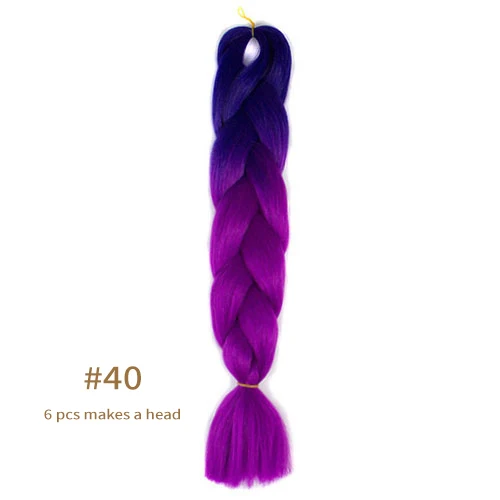 Synthetic jumb Braids Ombre Braiding Hair Extension Box Braid Hair Pink Purple Yellow Golden Colors hair 24inch kanekalons hair B40