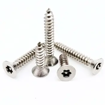 

10X M2.9 M3.5 M4 M5 304 A2 Stainless Steel Pin Six Lobe Torx Flat Countersunk Head Tamper Proof Security Self Tapping Wood Screw