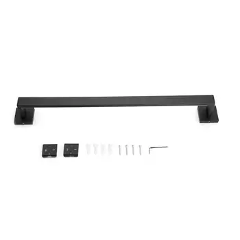 

Black Stainless Steel Square Long Rod Towel Rack Single Rod Modern Simple Bath Towel Towel Bar Bathroom Supplies Bathroom Hardwa