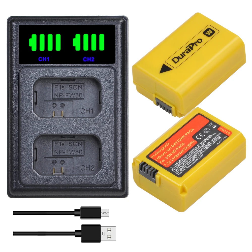 

2x 2160mAh NP-FW50 NP FW50 Li-ion Battery + LED Charger For Sony A6000 A5000 NEX-3 NEX-7 NEX-5N NEX-F3 NEX-5C Alpha 7R II Camera