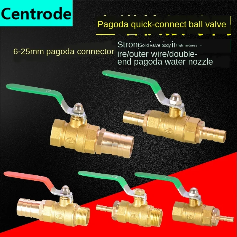 Válvula de Bola de Cobre com Fio Interno e Externo Válvula de 10 12 14 22 25 mm Conector do Interruptor de Válvula Mangueira