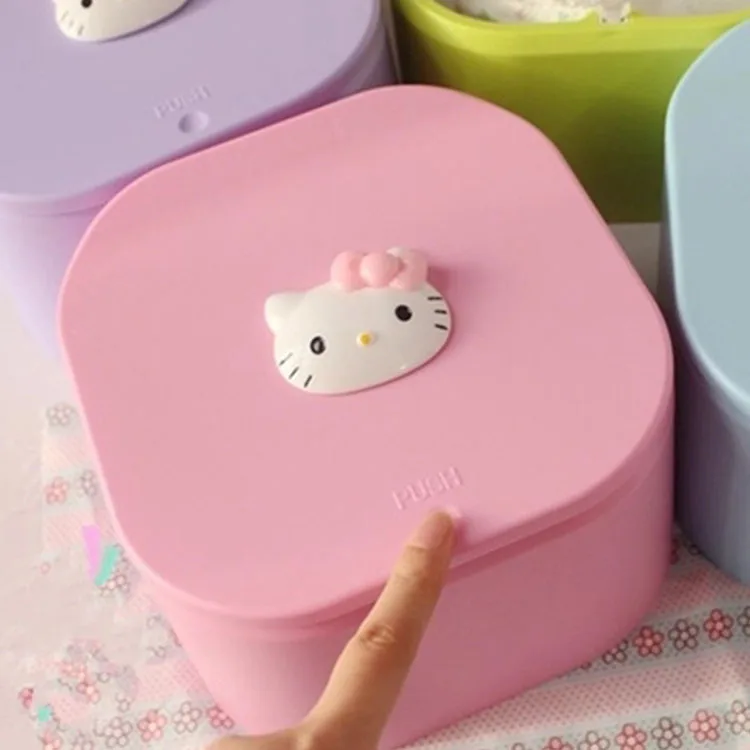 Симпатичная квадратная настольная мусорная корзина пуш типа с поп крышкой Kawaii