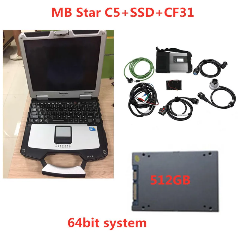 Супер MB Star C5 SD соединение с ноутбуком CF31CF-31 Toughbook диагностический ПК с mb star c5 новейшее программное обеспечение,12 SSD для SD C5