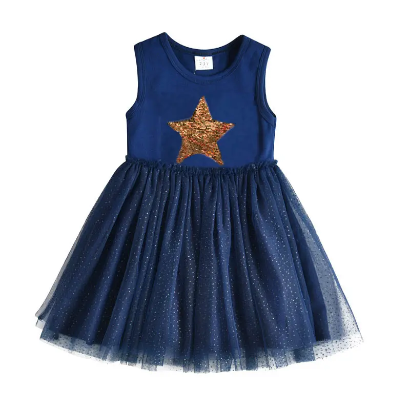 DXTON/летнее платье для девочек; платья-пачки с блестками и звездами для девочек; детское платье принцессы с героями мультфильмов; Детские костюмы для детей; одежда из хлопка