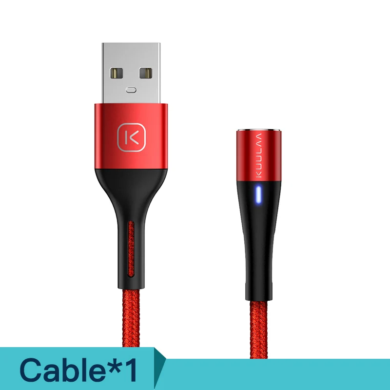 KUULAA Магнитный кабель Micro USB C 3A Быстрая Зарядка адаптер для iPhone samsung XiaoMi зарядное устройство магнит Быстрая зарядка usb type-C шнур - Цвет: Red Cable