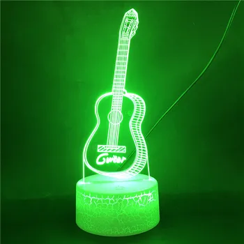 

Alarm Clock Base Wooden Guitar Dropship Touch Sensor Bright Base Atmosphere Multi-color with Remote LED Night Light for Child