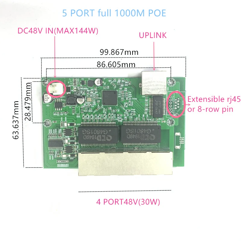 5 POE 1000M порт 8 Poe 10/100/1000M Промышленный Коммутатор гигабитный коммутатор