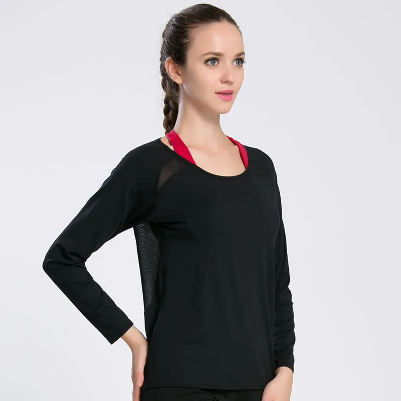 VEQKING Женская открытая спина длинный рукав, для йоги рубашка сексуальная свободная Красивая спина Беговая футболка дышащая сетка быстросохнущая Фитнес-топ