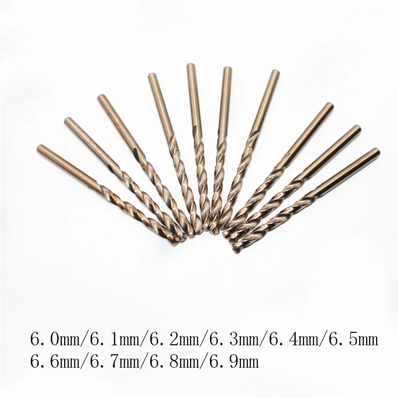 

5pcs 6.0 6.1 6.2 6.3 6.4 6.5 6.6 6.7 6.8 6.9 mm HSS-CO M35 Cobalt Steel Straight Shank Twist Drill Bits For Stainless Steel