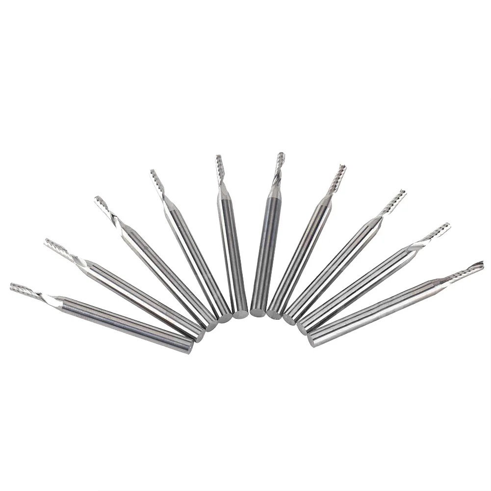 

10 Pieces 1/8 Inches 2mm Flat Nose End Mill Router Bit Double 2 Flute Spiral Carbide Milling Cutter