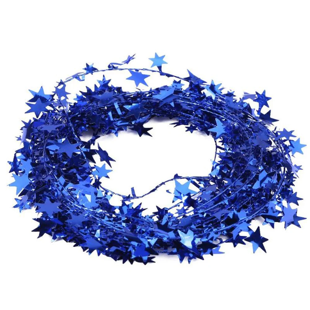 Blue 7,5 м Рождественская елка, подвеска из проволоки, пятиконечная звезда, блестящий цветок, молния, лист, гирлянда, Рождественское украшение для дома - Цвет: Blue
