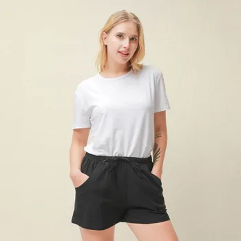 

2020 Summer Elastic High Waist Wide Leg Shorts Women Solid Color Casual Loose Cool Short Korean Drawstring