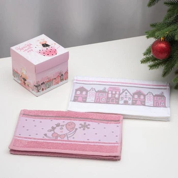 

Set of terry towels "happy new year" 30x70 cm-2 pcs, 100% cotton, 370g/m2 5120720