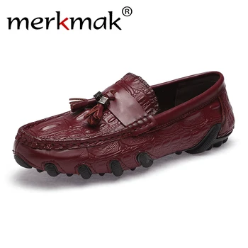 

Merkmak Genuine Leather Loafers Men Casual Shoes Moccasins Oxfords Shoes Man Party Driving Flats Soft Comfortable Male Shoes