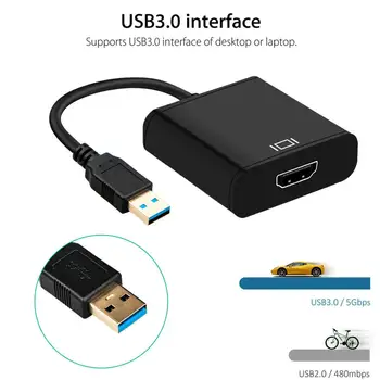 

HD 1080P USB 3.0 to HDMI Adapter External Graphics Card Audio Video Converter Cable Support Windows XP Vista Win7/8 Gold Plated