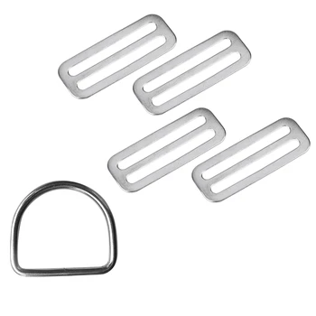 

4pcs Stainless Steel Tri-Slide Buckles Stopper for Diving Weight Belt D Ring