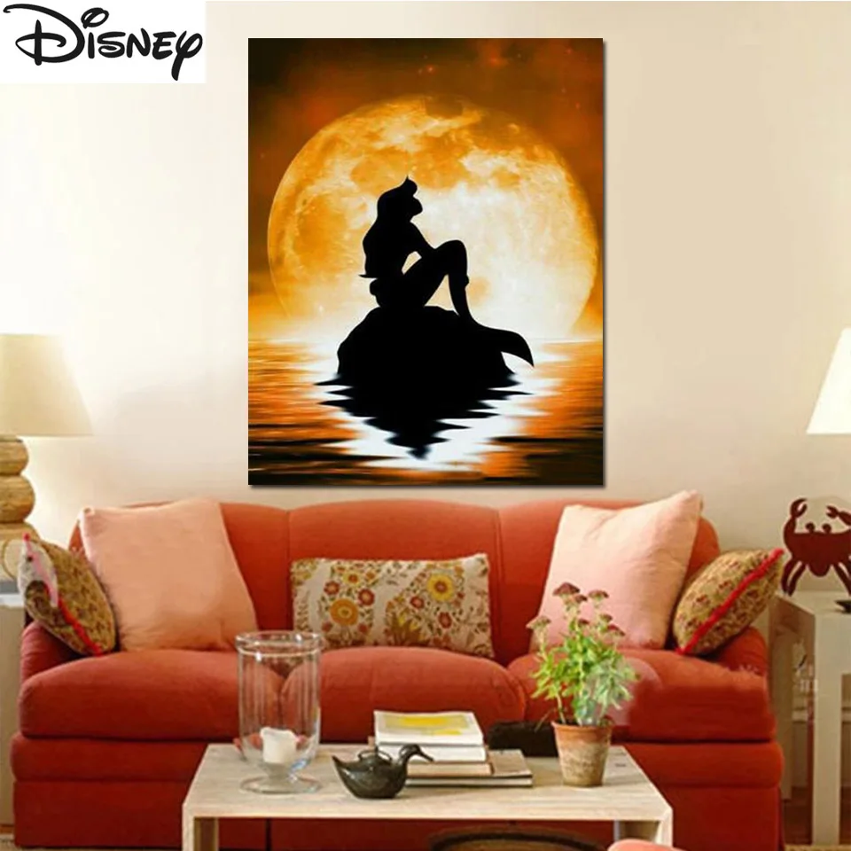 Diamond Painting Kit Mickey Et Minnie Shadow Moon Full Diamond Embroidery Cross Stitch For Disney Children