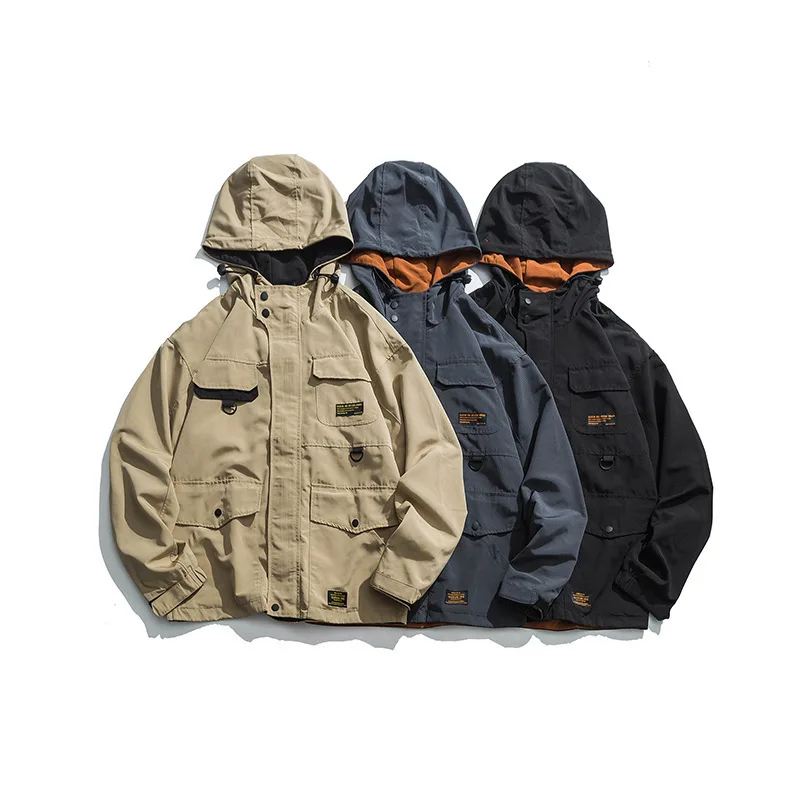 

2019 New Style Japanese-style Retro Workwear Men Jacket Autumn And Winter Students Coat Multi-pockets Loose-Fit Popular Brand on