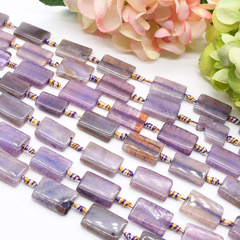 41mm Natural Frost Pale purple rectangular Agates smooth stone beads For DIY Necklace Bracelets Jewelry Making 15