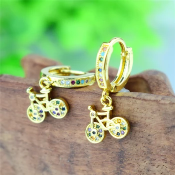 Lovely Cubic Zircon Earrings Biker Cute Tiny Bike Bicycle Stud Earrings for Women Gifts Crystal Ear Jewelry 2020 New Trend