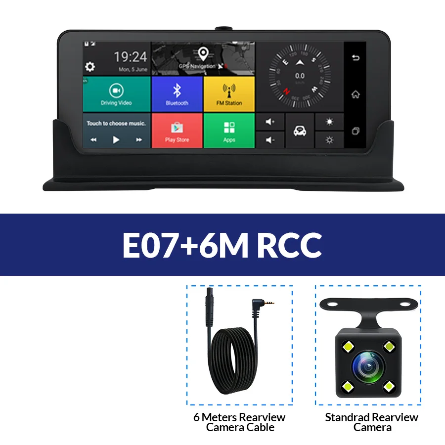 E-ACE видеорегистраторы для автомобиля 7 дюймов 4G Android видеорегистраторы двойной объектив gps навигатор ADAS Full HD 1080P видеорегистратор авто видео регистратор - Название цвета: E07-6M RCC