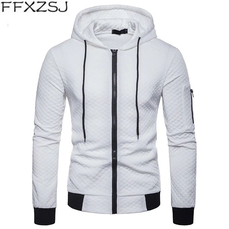 Sudadera con capucha FFXZSJ para hombre de color sólido con cierre de cremallera de diamantes para Europa manga de puño de rosca extra _ - Mobile