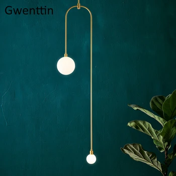 

Modern Gold Line Pendant Lights Nordic Glass Ball Hanging Lamp for Living Room Bedroom Led Loft Industrial Home Decor Fixtures
