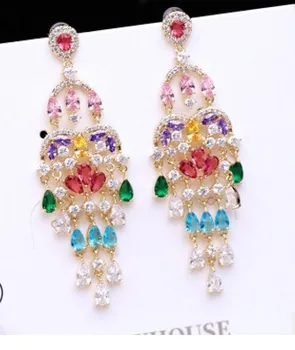 

2pairs/lots chaming crystal diamond wddding birde lady's tassels earings up-market 5.6#2cm 38.5uu