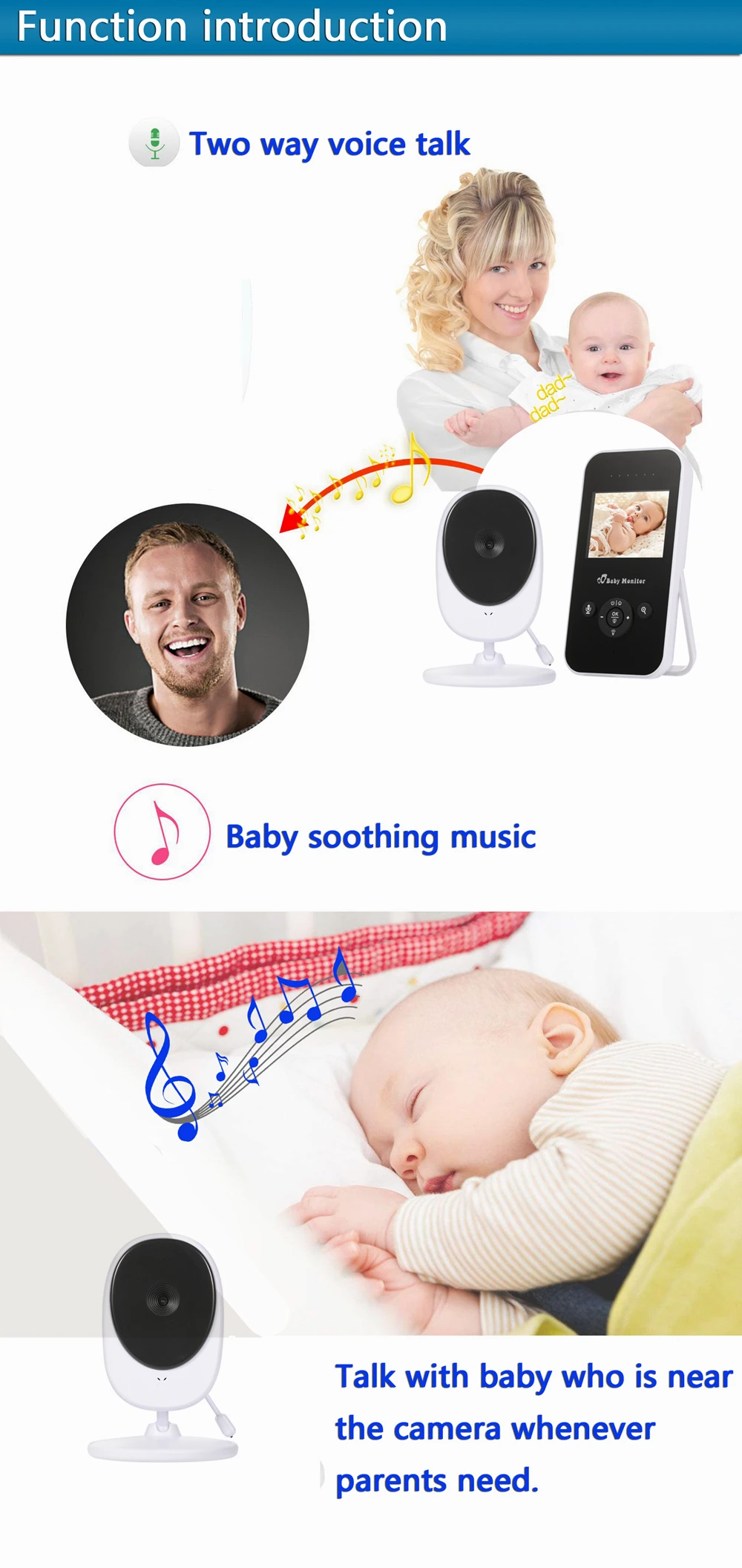 2,4 дюймов беспроводной видеоняня для новорожденных цифровой няня аудио ночного видения температура детский спальный монитор