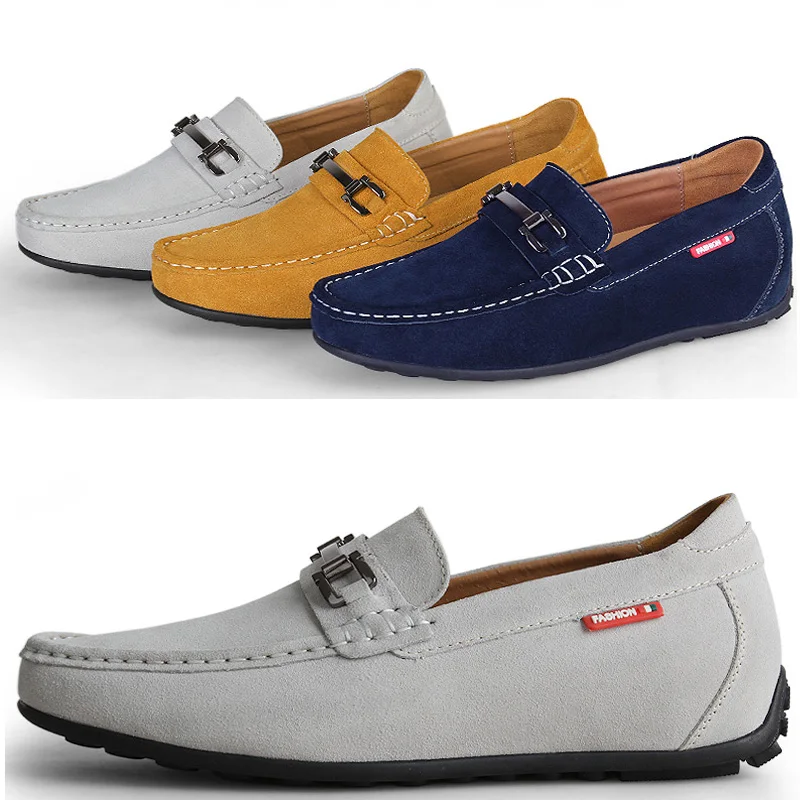 Suede Leather Loafers Man Elevator Shoes Height Increase Shoes for Men Insole 6cm Drive Business Fashion Lift Sneakers leather shoes