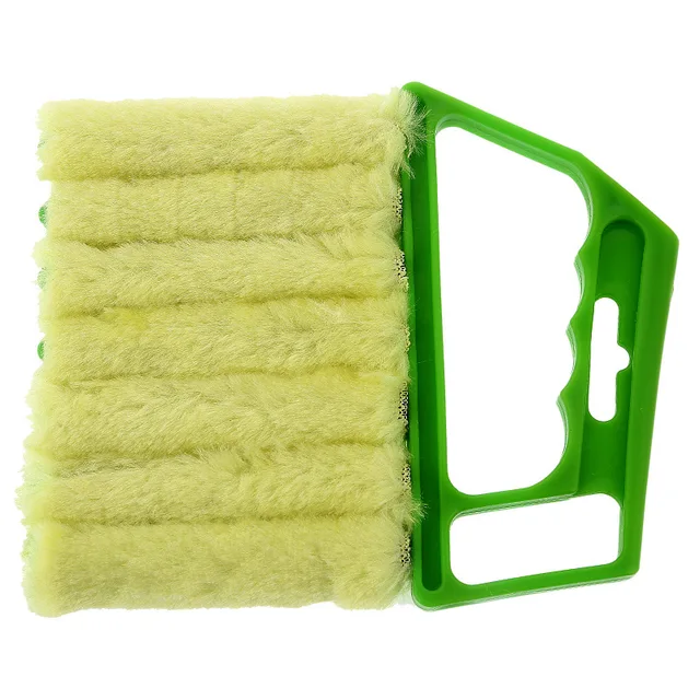 Useful Microfiber Window 7 Finger Dusting Cleaner Tool Brush Air Conditioner Cleaner Washable Venetian Blind Blade Cleanin Green  1pcs