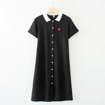 

2020 new fashion brand oversize plus size Dress Floral A-line Casual Summer Turn-down Collar Short