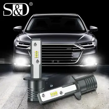 

2Pcs H3 H1 Led Bulbs for Automobile Fog Lights Car Driving Day Running Lamp Car LED 12V 6000K 16 SMD CSP High Power LED Chips