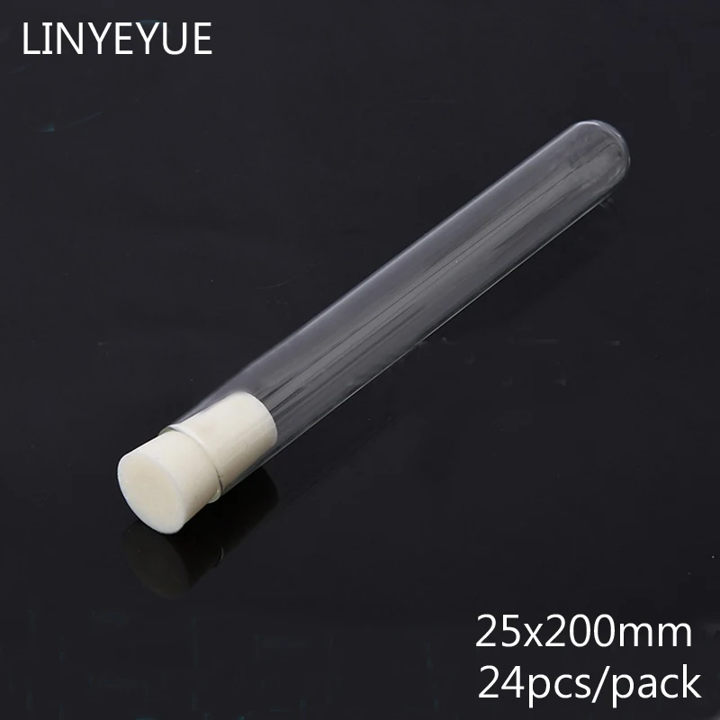 

12 pieces/pack 25*200mm Glass Test Tube with silica gel plug Laboratory Chemistry Glassware Glass tube with cap