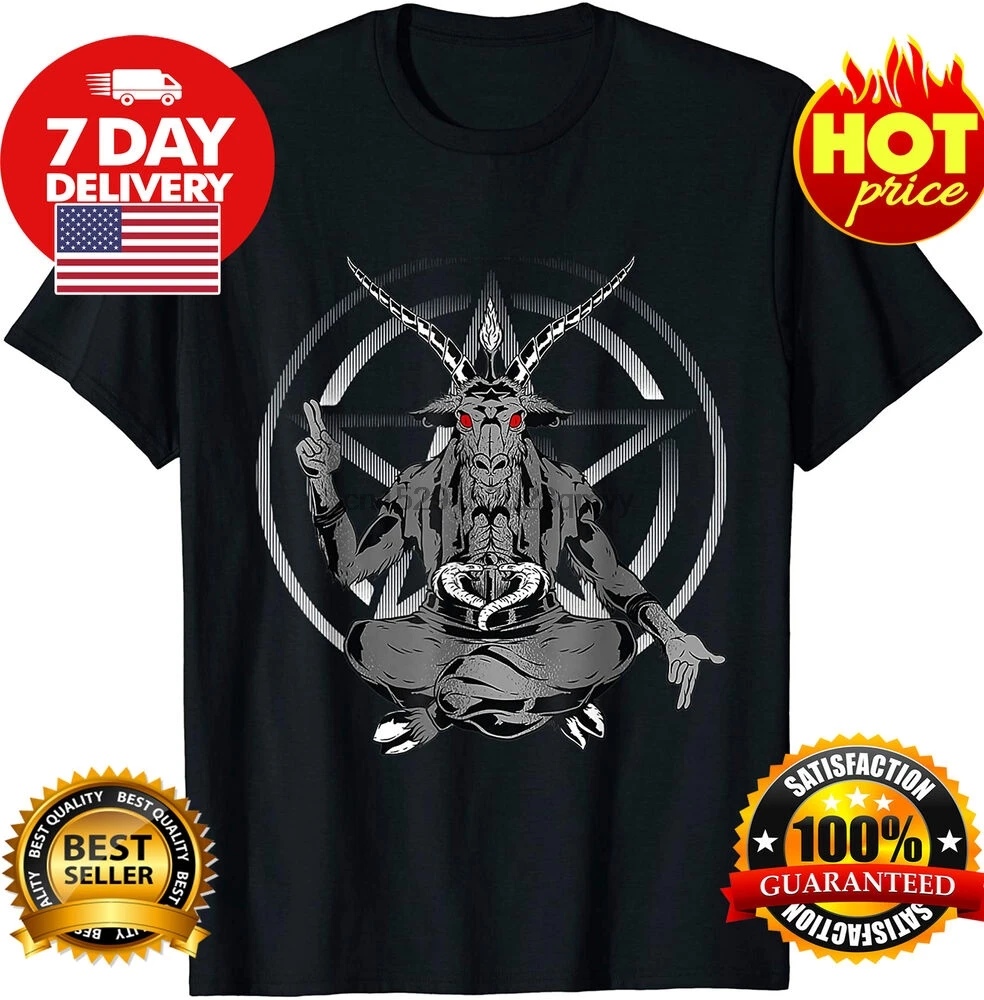Demon Satanic Goat Baphomet Pentagram Gothic Funny Halloween T-Shirt Gift |