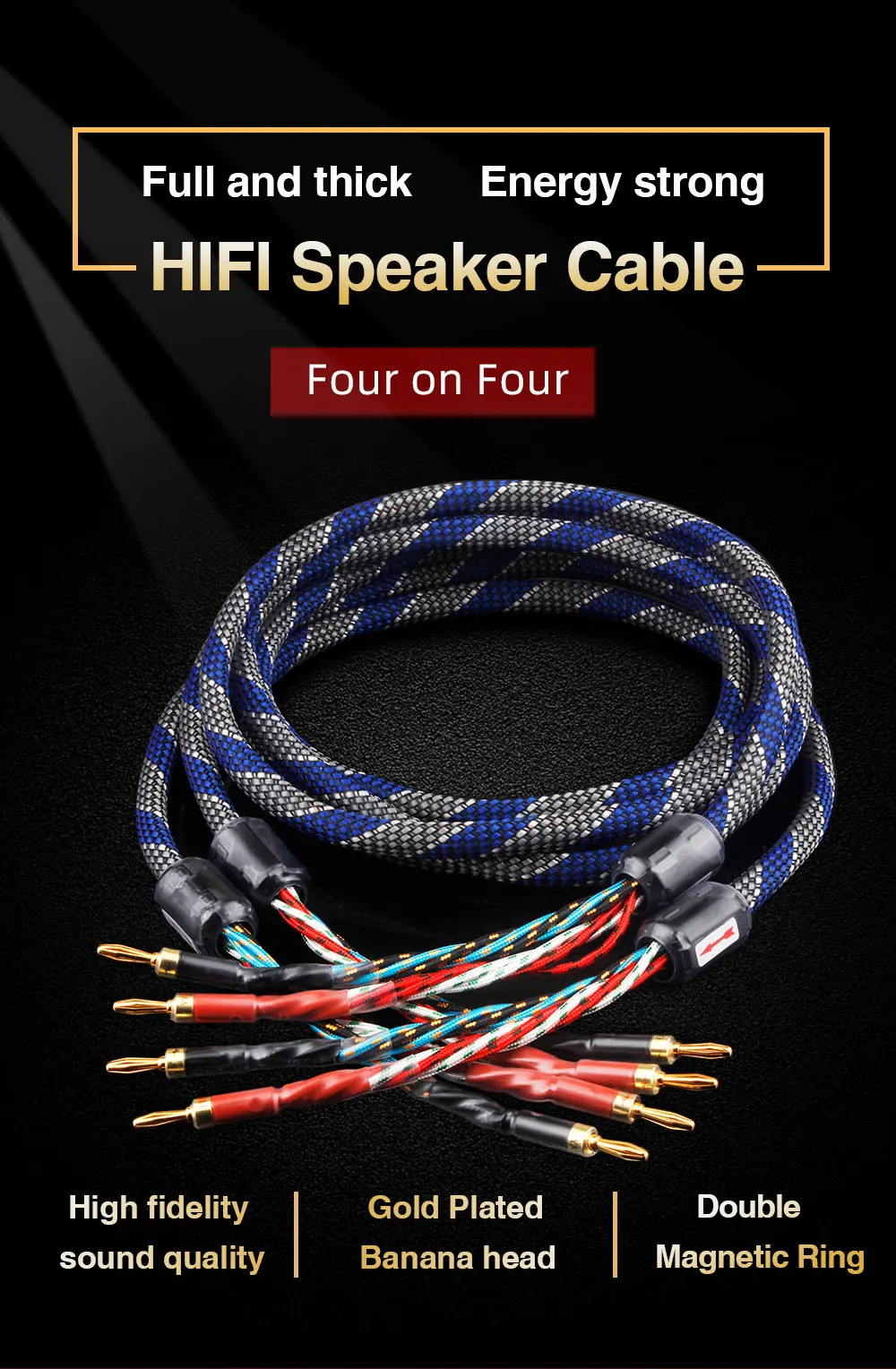 6 channel amp 4 to 4 Banana Speaker Cable Hifi Audio Cable High End Audio Amplifier One Pair Copper Jack Ofc Speaker Cable Banana Plug Cable signal amplifier