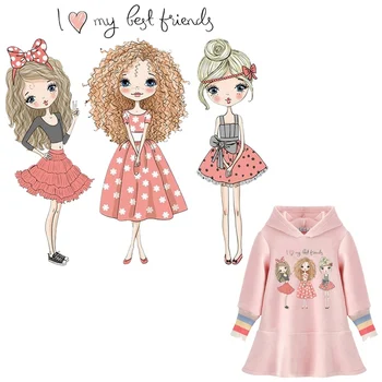 

Thermo Patches Stickers Cartoon Girl Iron On Transfer Heat Transfer Vinyl Badge Applique On Clothes PVC Washable Stickers