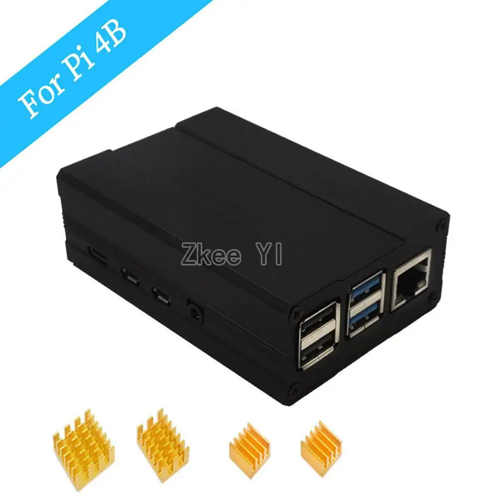 

Новейший защитный алюминиевый корпус с 4 радиаторами для Raspberry Pi 4 Model B