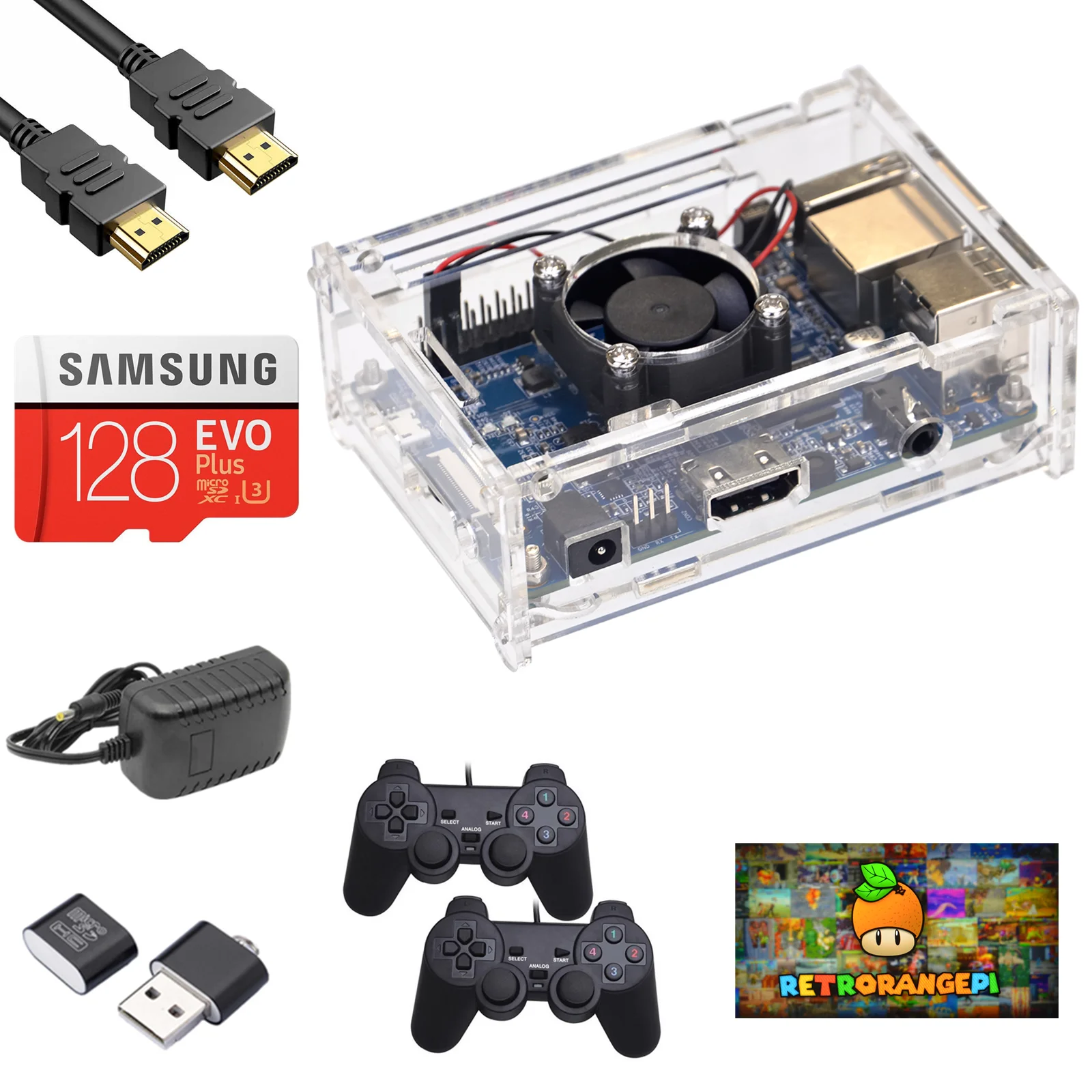 Игровая станция RETRORANGEPI 128 ГБ 1 ОЗУ настольный мини-ПК с HDMI 17000 + игр ретро-система PIE