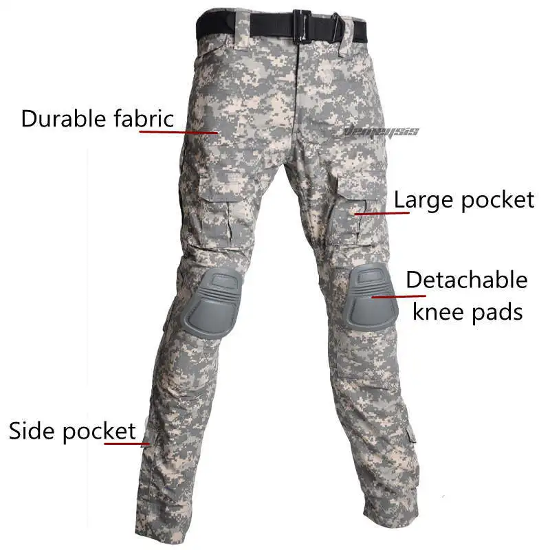 Дышащая армейская военная форма рубашки в охотничьем стиле+ брюки наколенники камуфляж ghillie костюмы тактические боевые тренировочные костюмы набор