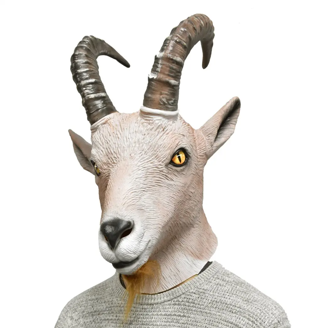 

2019 New Halloween Mask Costume Ball Antelope Sheep Full Head Masquerade Animal Gazell Cosplay Latex Soft Breathable Toys