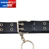 100% man 3.5CM genuine cow leather Women Punk Chain Belt Adjustable Double Eyelet Grommet Metal  Leather Waistband For Jeans ► Photo 3/6