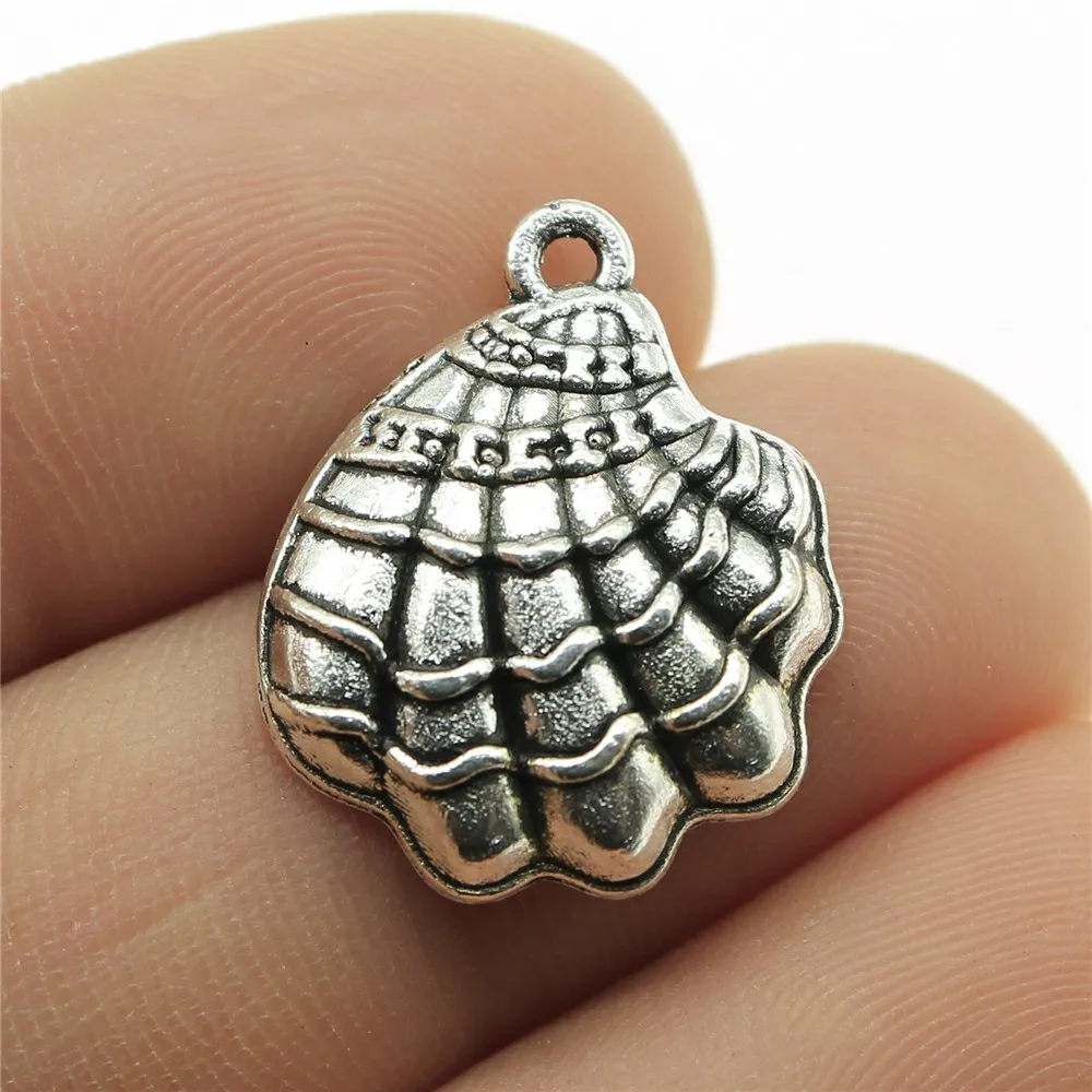 

WYSIWYG 10pcs 19mm Shell Charms For Jewelry Making DIY Jewelry Findings Antique Silver Color Antique Bronze Color