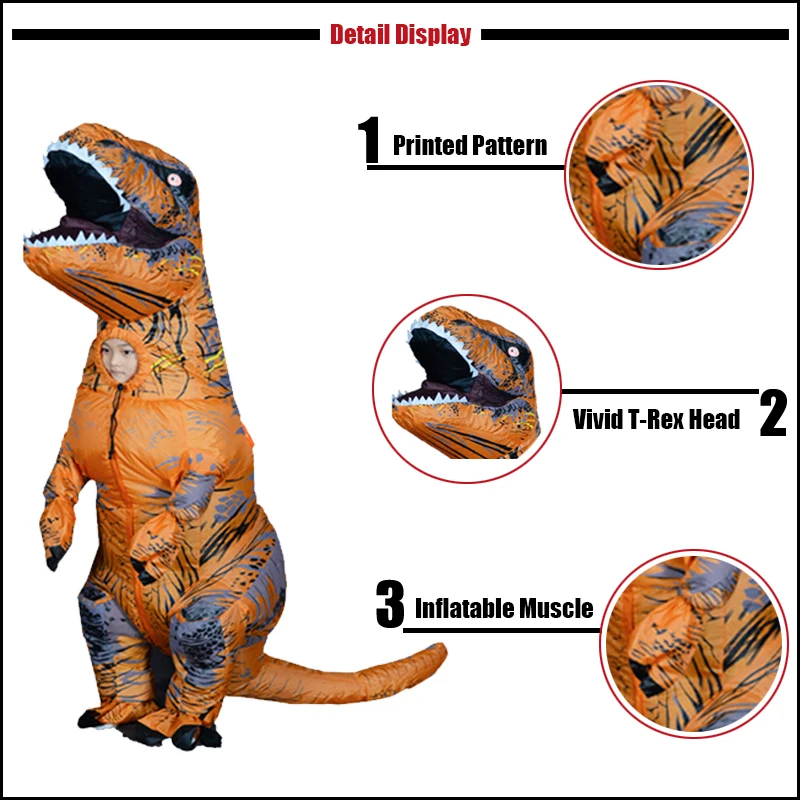 Kids Mascot Inflatable Dinosaur Costume T REX Boys Girls Party Dress Up Costumes Dino Halloween Cosplay Fancy Cartoon Dress Toys Kids Mascot Inflatable Dinosaur Costume T REX Boys Girls Party Dress Up Costumes Dino Halloween Cosplay Fancy Cartoon Dress Toys
