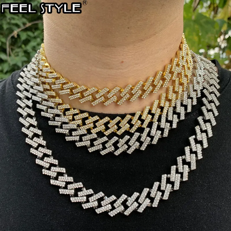 15 мм блестящее ожерелье с кристаллами Iced Out Miami циркон кубинские стразы мужские