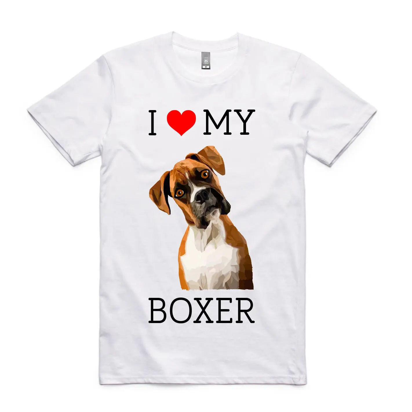 Летняя популярная простая хлопковая футболка с коротким рукавом I Love My Boxer Собака.