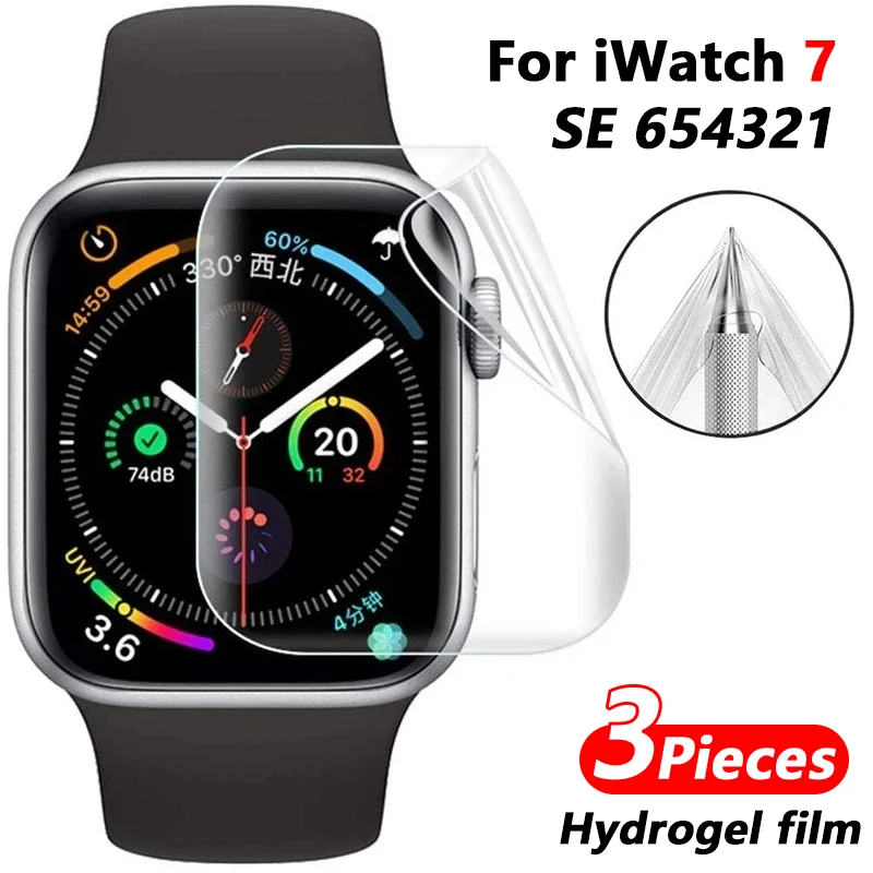 Мягкое закаленное стекло для Apple Watch 7 41 45 мм SE 4 5 6 40 44 Защитная пленка экрана iWatch 3 2 1