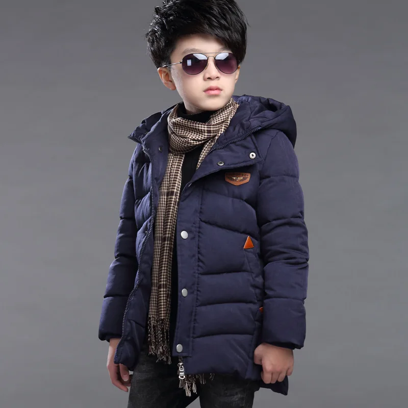 

2018 Autumn And Winter New Style Childrenswear BOY'S Big Boy Korean-style Casual Solid Color Labeling Cotton Overcoat