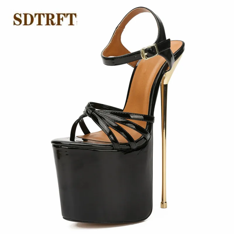 SDTRFT/женские сандалии-гладиаторы для вечеринок летние модельные туфли на высоком тонком каблуке 22 см туфли-лодочки на платформе с открытым носком и пряжкой большие размеры: 38-44, 45, 46